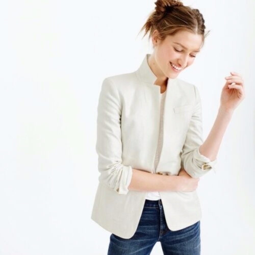 J. Crew White Linen Regent Blazer | Size 6